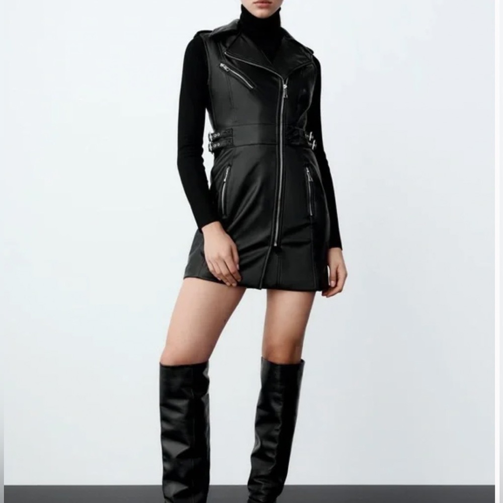 ZARA FW21 Zippered Faux Leather Dress